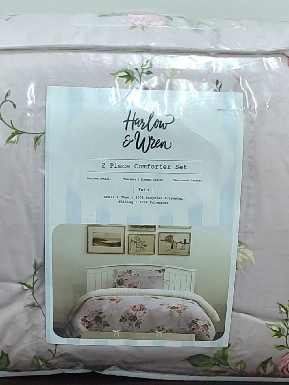 LPN - Harlow & Wren Twin Ruffle Comforter Set - Pink Floral